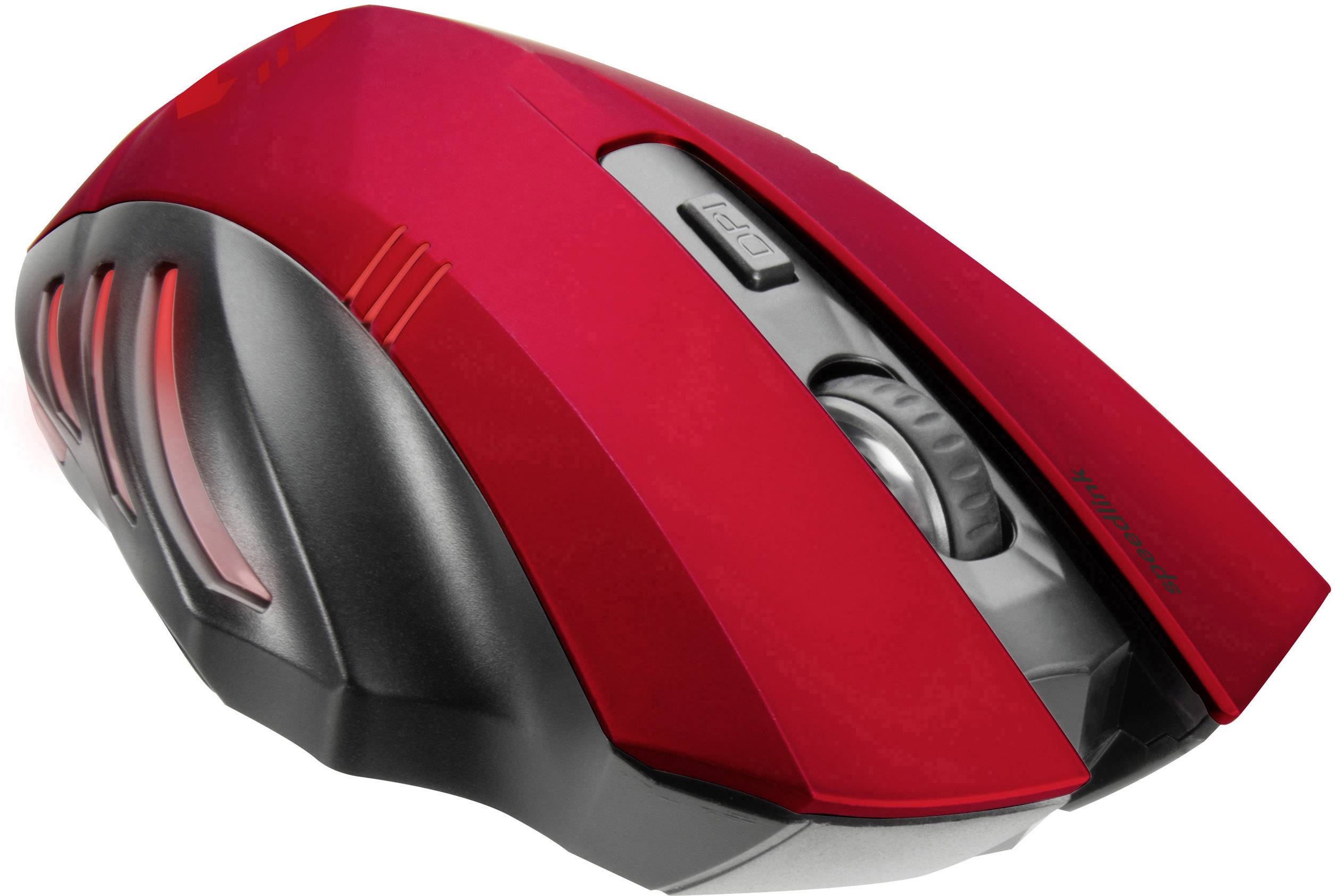 SpeedLink Fortus Wireless Ergonomische Gaming-Maus USB Optisch Rot, Schwarz 5 Tasten 2400 dpi Beleuchtet, Ergonomisch