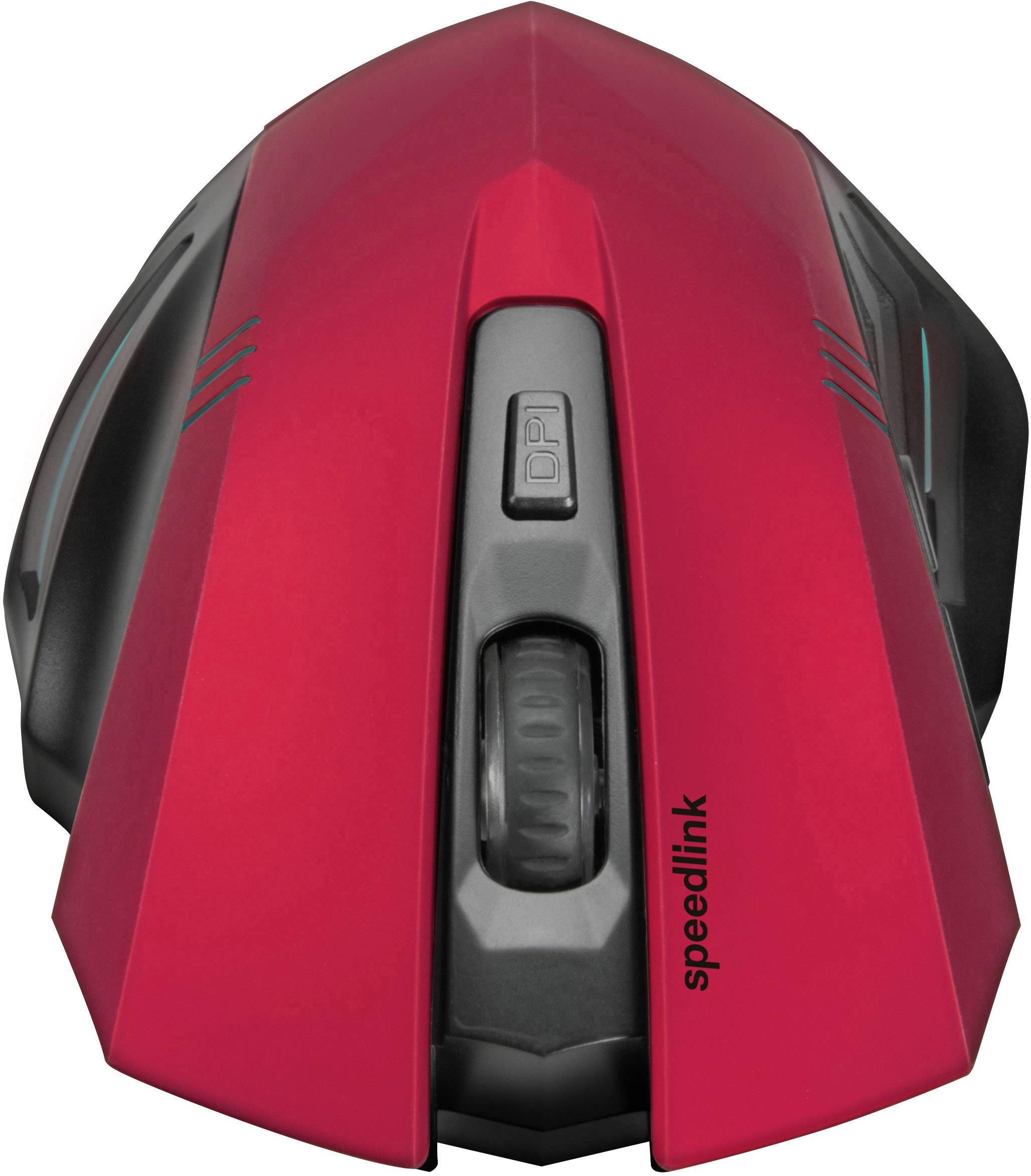 SpeedLink Fortus Wireless Ergonomische Gaming-Maus USB Optisch Rot, Schwarz 5 Tasten 2400 dpi Beleuchtet, Ergonomisch