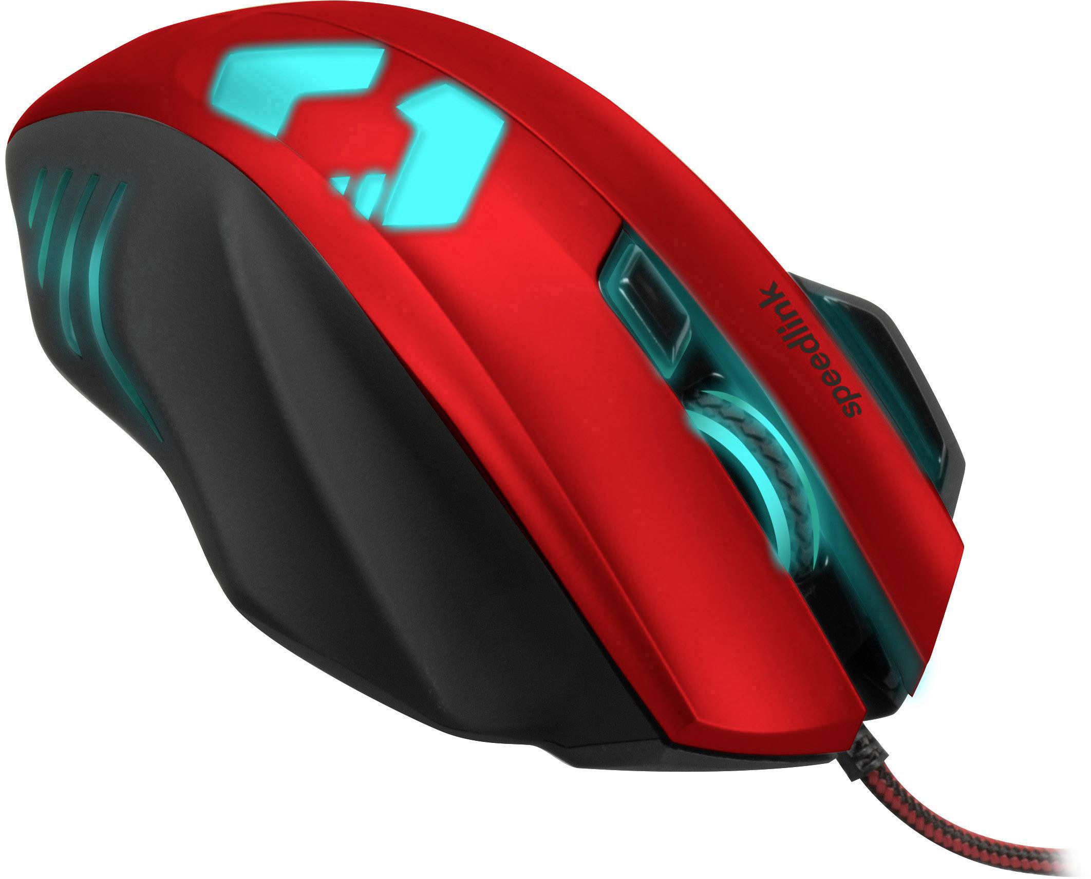 SpeedLink Decus Respec USB-Gaming-Maus Optisch Beleuchtet, Ergonomisch, Gewichts-Tuning, Integrierter Profilspeicher Schwarz, Rot