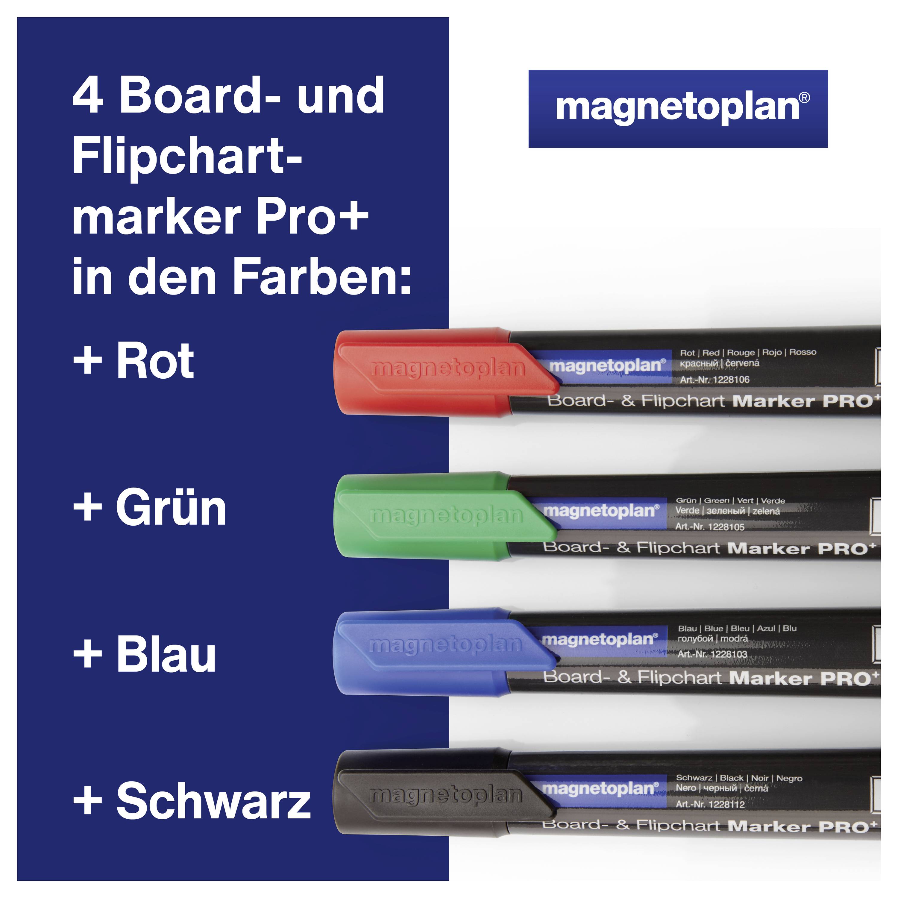 Magnetoplan Pro+ 12281 Whiteboardmarker Set Schwarz, Blau, Rot, Grün 4St.