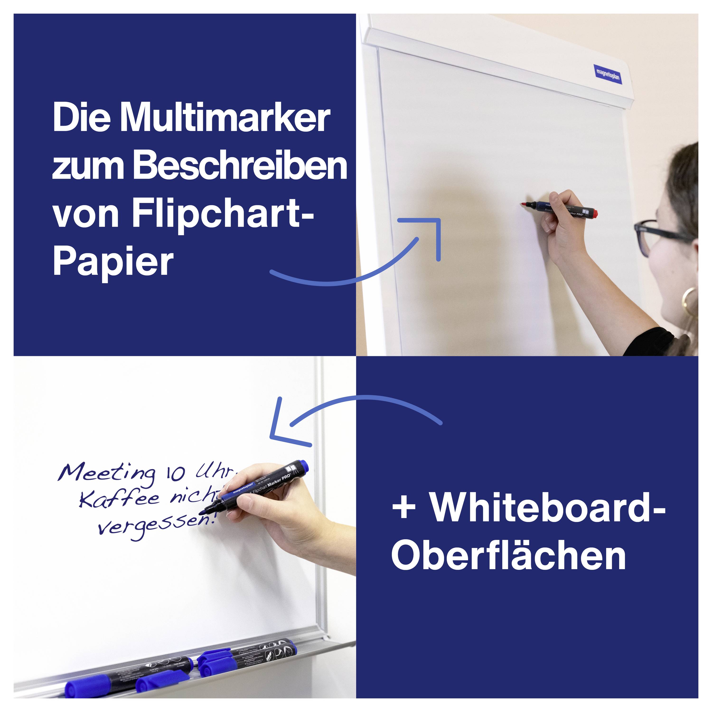 Magnetoplan Pro+ 12281 Whiteboardmarker Set Schwarz, Blau, Rot, Grün 4St.