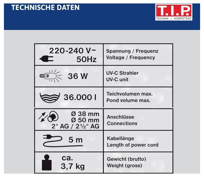 T.I.P. - Technische Industrie Produkte 30447 SPU 36000 UV-C Strahler 7.000 l/h