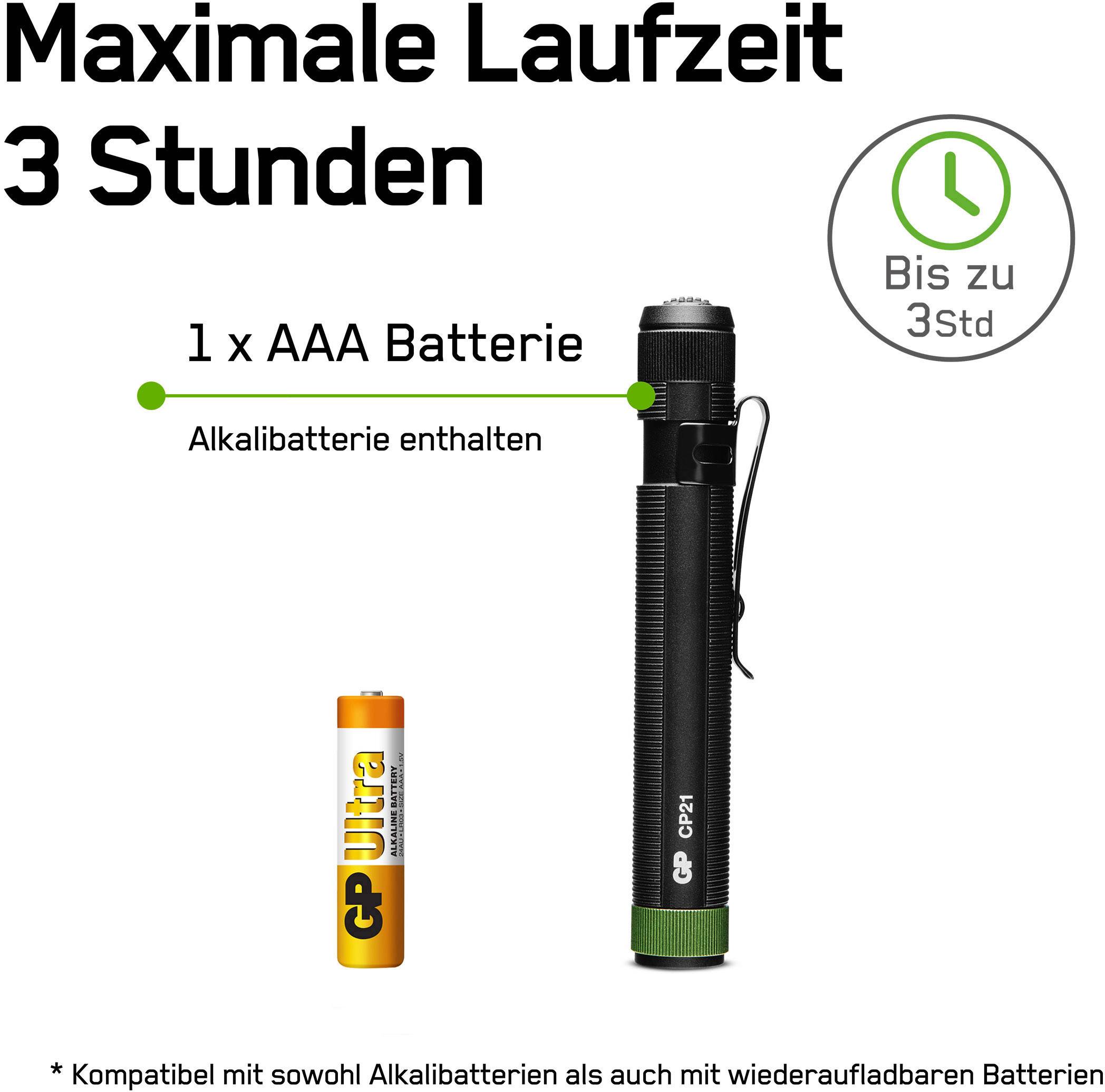 GP Discovery GPDISFLCP21BL812 GPDISFLCP21BL812 Penlight batteriebetrieben LED 115mm Schwarz
