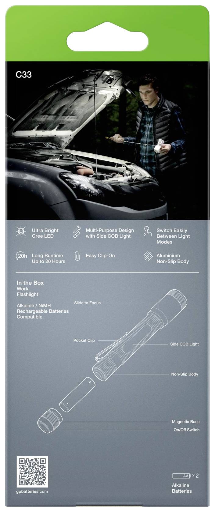 GP Discovery GPDISFLC33BK904 LED Taschenlampe batteriebetrieben 150lm 20h 128g