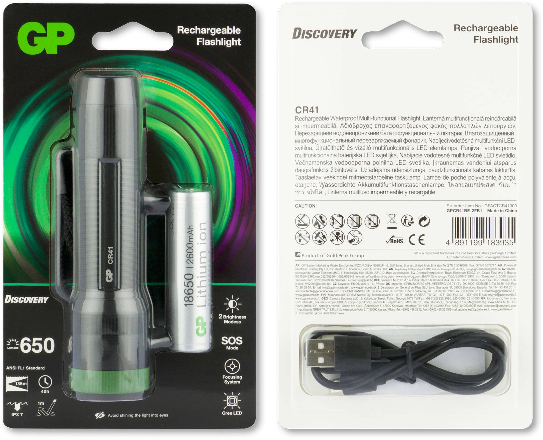 GP Discovery GPDISFLCR41BL935 LED Taschenlampe akkubetrieben 650 lm 40 h 179 g