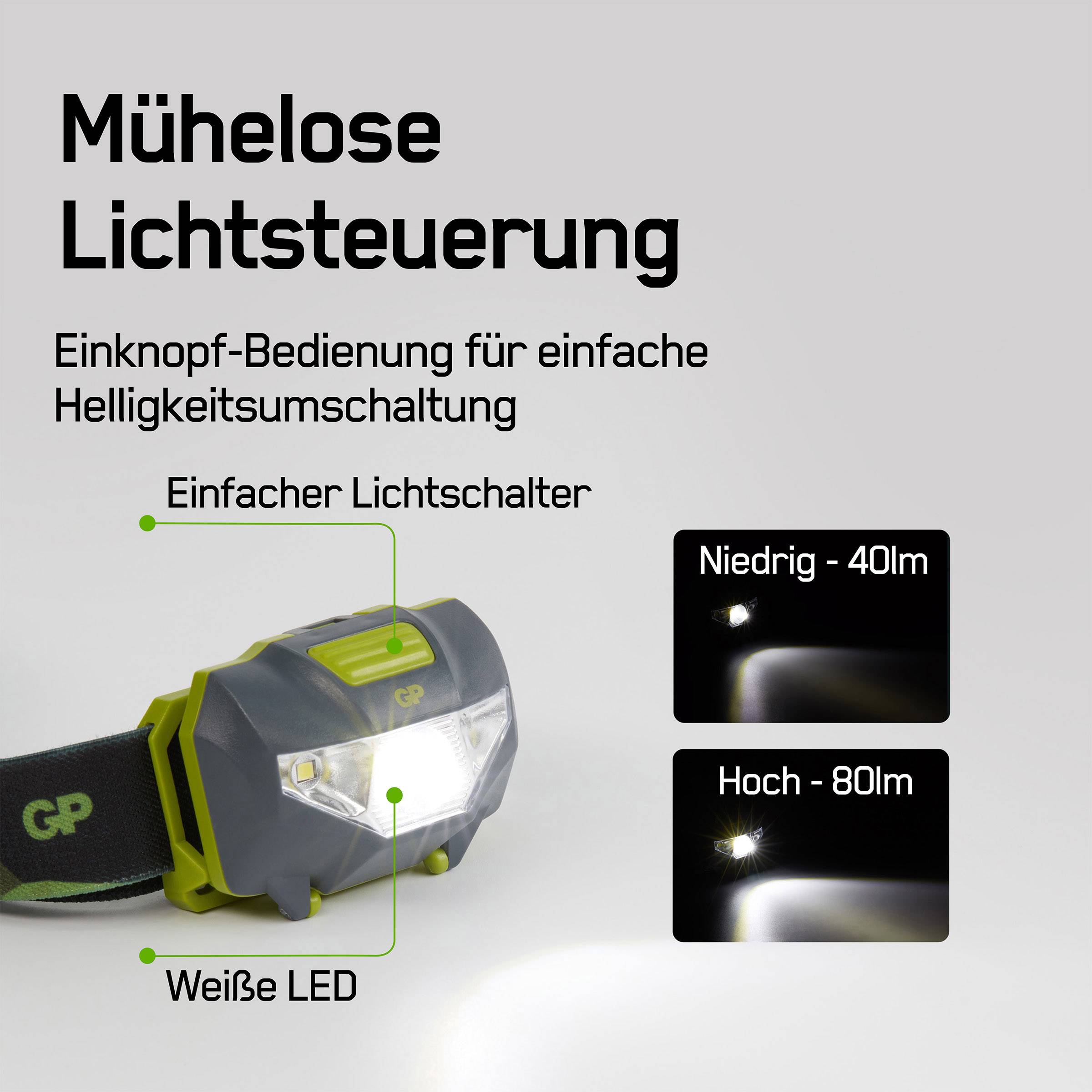 GP Discovery CH32 LED Stirnlampe 80lm 8h 260GPACTCH32000