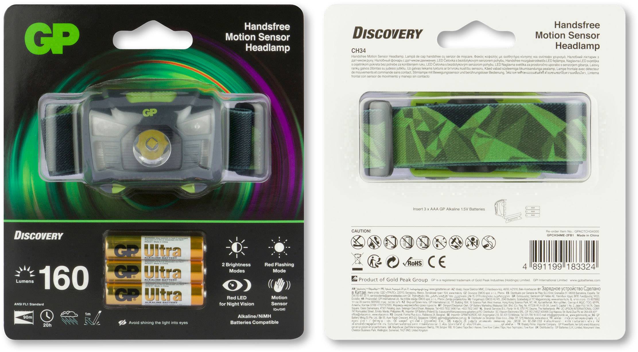 GP Discovery CH34 LED Stirnlampe 100lm 20h 260GPACTCH34000