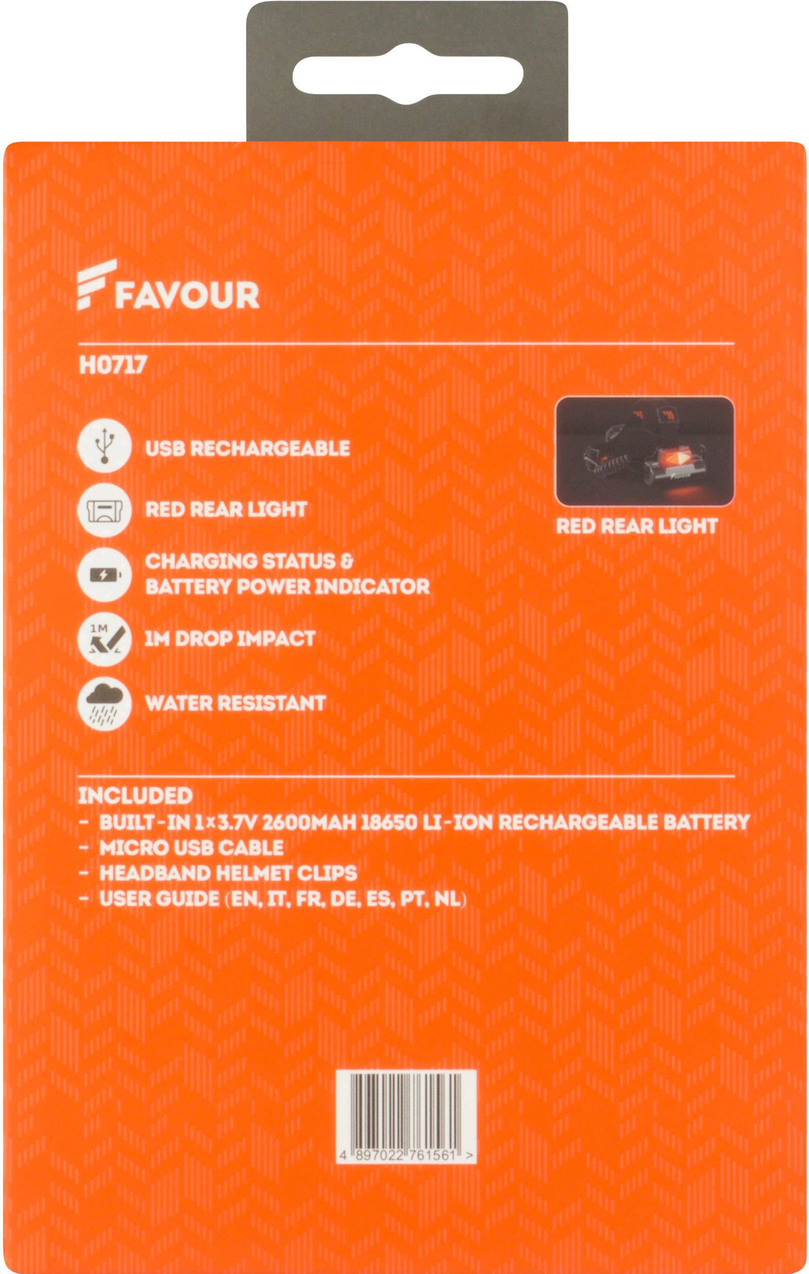 Favour Protech H0717 LED Stirnlampe akkubetrieben 1000lm 45h 270FAHEADH0717