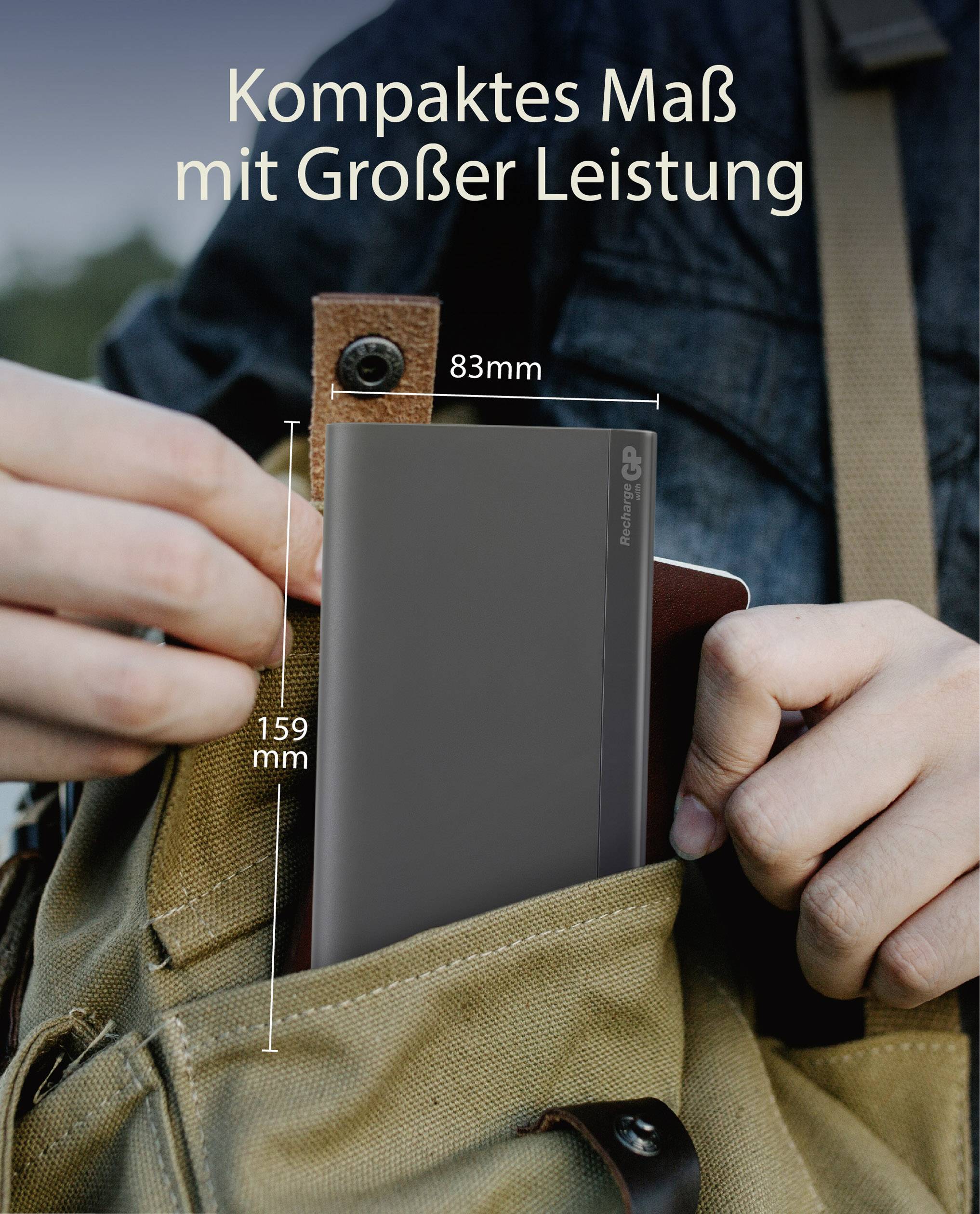 GP Batteries B20A Powerbank 20000 mAh  Li-Ion  Schwarz Statusanzeige