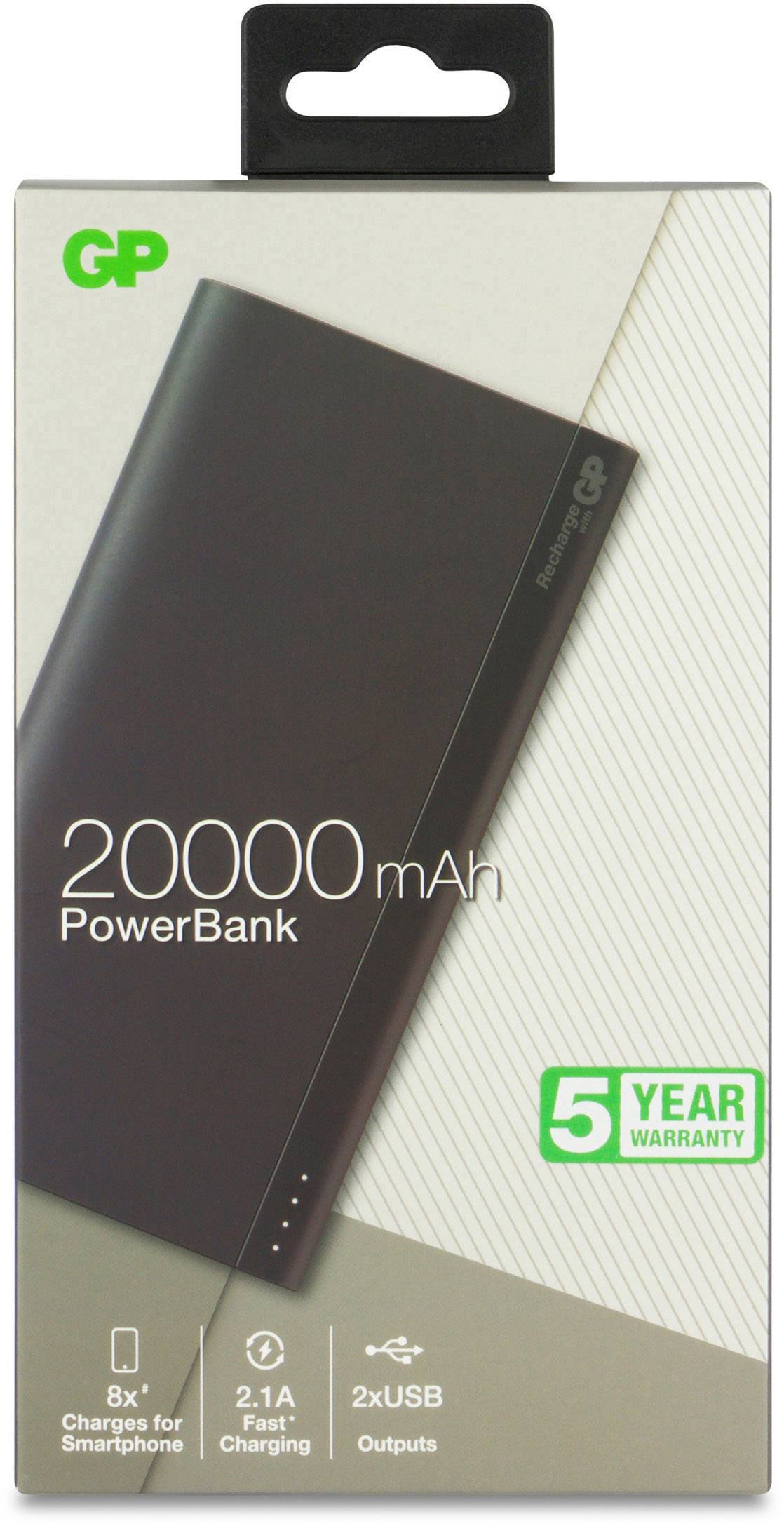 GP Batteries B20A Powerbank 20000 mAh  Li-Ion  Schwarz Statusanzeige