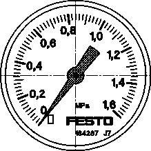 FESTO Manometer 192735 MA-50-1,6-G1/4-MPA 0 bis 16 bar 1St.