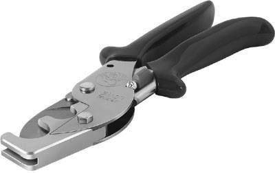 Handwerkzeug mit schwarzem Griff, das wie ein Zangenlocher aussieht, verwendet zum Stanzen von Löchern in Materialien wie Metall oder Kunststoff.