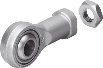 Metallisches Gelenklager mit Mutter, typischerweise für mechanische Anwendungen oder Maschinenbauprojekte verwendet.