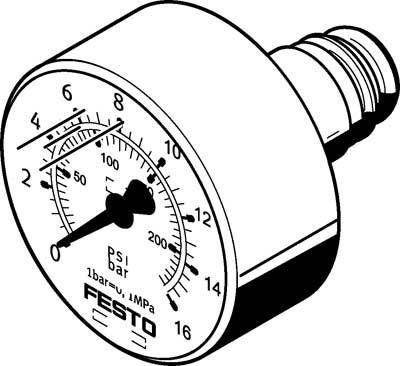 FESTO Manometer 543487 PAGN-26-16-P10 0 bis 16 bar 1St.