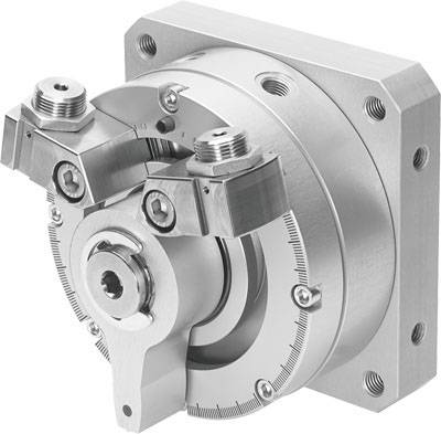 Industriekomponente aus Metall mit präzisen Schrauben und Zahnrädern, möglicherweise Teil einer Maschine oder eines mechanischen Systems.