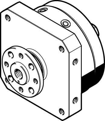 Technische Zeichnung eines Winkelelements mit mehreren Schraubenlöchern und zylindrischer Mitte.