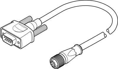 Diagramm zeigt zwei Kabelenden: links ein VGA-Stecker mit 15 Pins, rechts ein Rundstecker mit 9 Pins. Beide enden nicht miteinander verbunden.