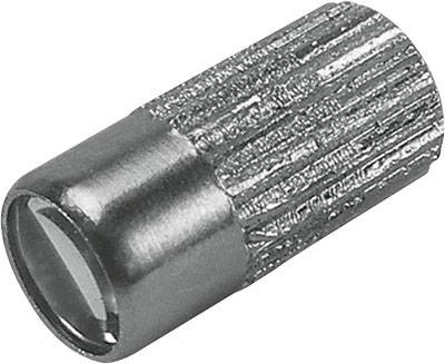 Das Bild zeigt eine Metallkappe mit geriffelter Oberfläche. Sie wird oft als Kabelendkappe verwendet, um Kabelenden zu schützen.