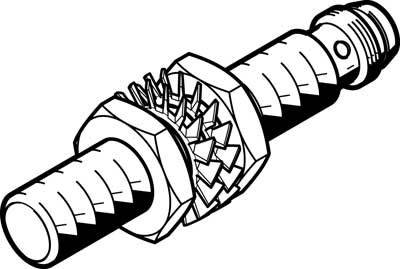 Technische Illustration eines Zahnradsystems mit einer zentralen Welle und mehreren Zahnrädern, die Verzahnungen für Bewegungsübertragung zeigen.