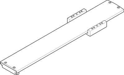 Strichzeichnung einer rechteckigen Metallplatte mit zwei seitlichen Befestigungselementen.