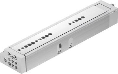 Ein pneumatischer Linearzylinder mit mehreren Löchern entlang der Oberseite, genutzt zur präzisen Bewegung in Automatisierungssystemen.