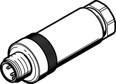 Illustration eines zylindrischen Steckverbinders mit mehreren Pins, häufig in elektrischen oder elektronischen Anwendungen genutzt.