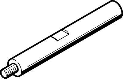 Eine schwarz-weiße Zeichnung eines zylindrischen Objekts mit einem Gewinde an einem Ende.