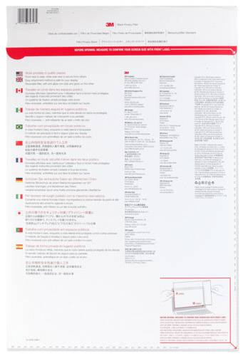 Rückseite einer 3M Produktverpackung mit Anweisungen und Sicherheitshinweisen in mehreren Sprachen, Bildern und Grafiken zur Bedienung.