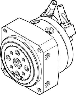 Technische Zeichnung eines mechanischen Getriebes mit mehreren Schraubenlöchern und zwei Ventilen oben, vermutlich für hydraulische Anwendungen.