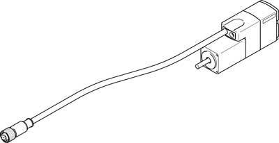 Abbildung eines Elektromotors mit angeschlossenem Kabel.