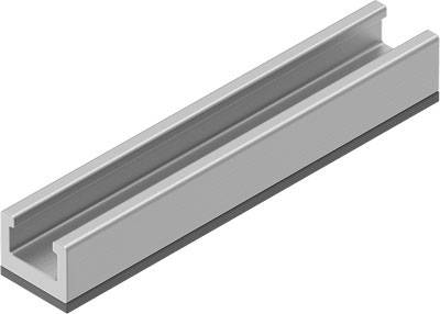 Silberne Metallschiene mit U-förmigem Querschnitt, perspektivisch dargestellt.
