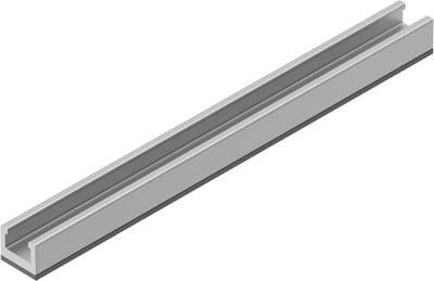 Ein graues, zylindrisches Bauteil mit einer U-förmigen Rille in der Mitte. Es könnte als Führungsschiene oder Halterung dienen.