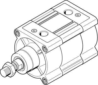 Zylinderförmiger mechanischer Aktuator, mit Schrauben befestigt, verwendet in pneumatischen oder hydraulischen Systemen.