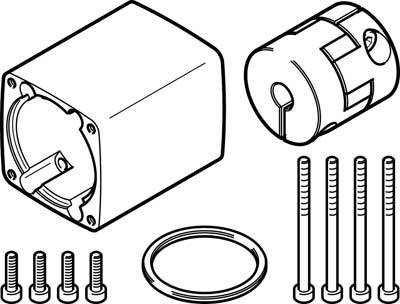 Explosionszeichnung eines technischen Bauteils mit Zylinder, Schrauben und Dichtungsring.
