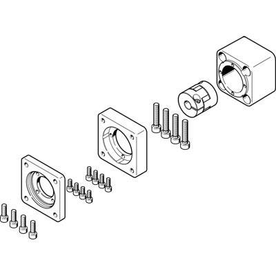 Explosionszeichnung eines Gehäuses mit Schrauben verschiedener Größen und zwei Platten, die die Montage und Komponenten zeigen.