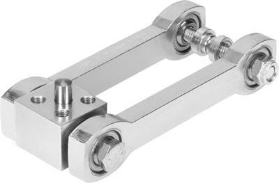 Metallischer Verbindungsbügel mit Schrauben und Bolzen, zeigt eine feste mechanische Verbindungsstelle zweier paralleler Stäbe.