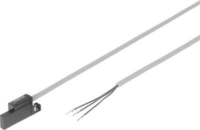 Ein rechteckiger Magnetsensor mit drei verbundenen Drähten, geeignet für industrielle Anwendungen.