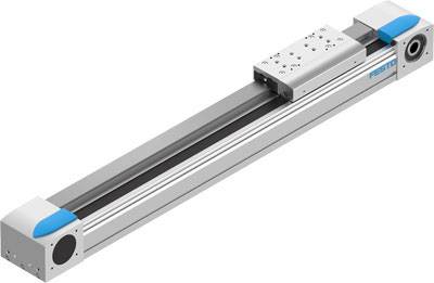 Ein Linearaktuator mit blauer und grauer Farbgebung, geeignet für präzise Positionierungsanwendungen in der Automatisierungstechnik.