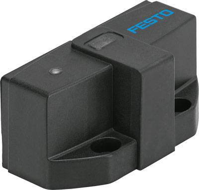 Ein schwarzer Sensor mit der Aufschrift 'FESTO' oben rechts.