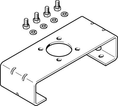 Metallhalterungsplatte mit sechs Schrauben und Muttern, geeignet für Montagen oder Installationen.
