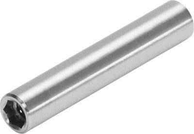 Langes, silberfarbenes Metallrohr mit einem sechseckigen Ende, ähnlich einem Sechskant-Schraubendreheraufsatz.