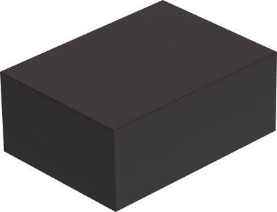 Ein schwarzer, rechteckiger Quader, der möglicherweise ein Paket oder eine Box darstellt.