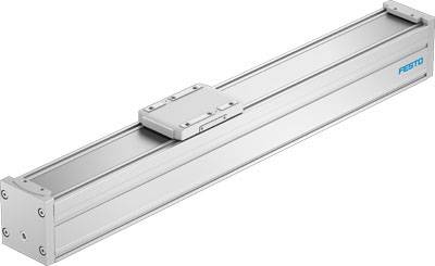 Lineareinheit mit Schlitten und Führungen, silberfarben, geeignet für präzise Bewegungssteuerungen in Automatisierungssystemen.