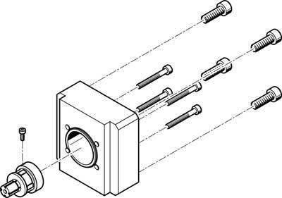 Explosionszeichnung eines Gehäuses mit Schrauben und Dichtungen, zeigt die Anordnung der Teile für die Montage.