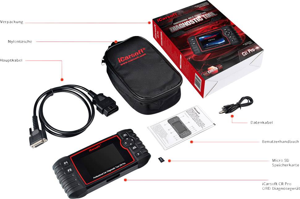 Icarsoft CR PRO OBD II Diagnosetool iccrpr Passend für (Auto-Marke): Universal uneingeschränkt