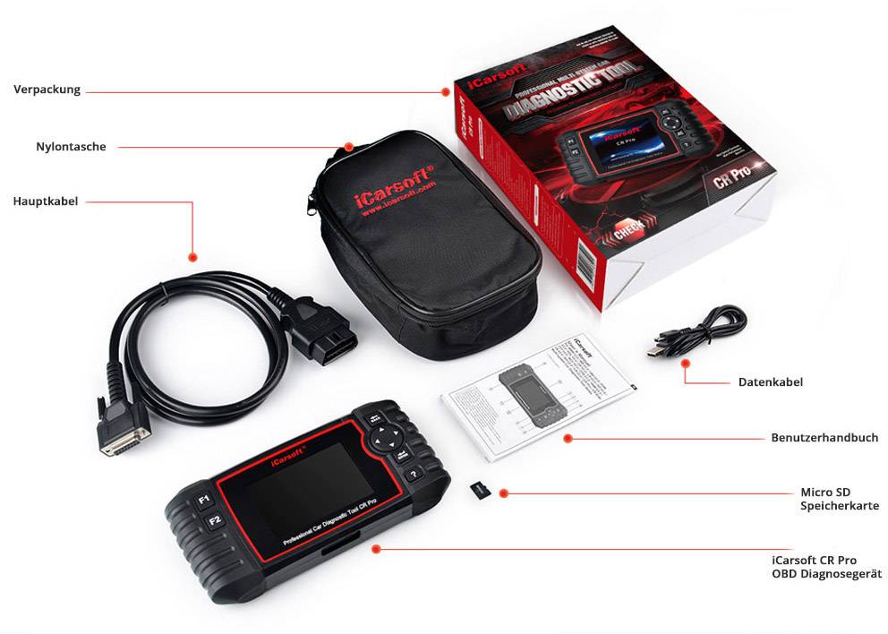 Icarsoft CR PRO OBD II Diagnosetool iccrpr Passend für (Auto-Marke): Universal uneingeschränkt