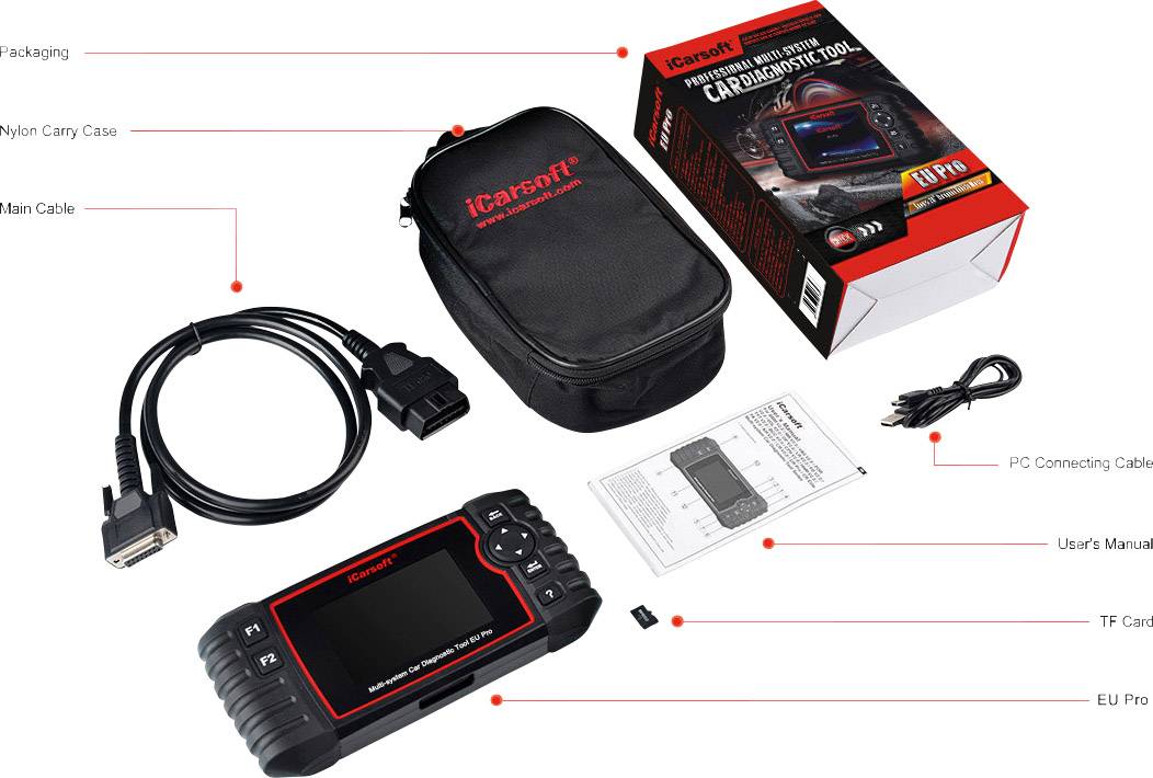 Icarsoft EU PRO OBD II Diagnosetool iceupr Passend für (Auto-Marke): Universal uneingeschränkt