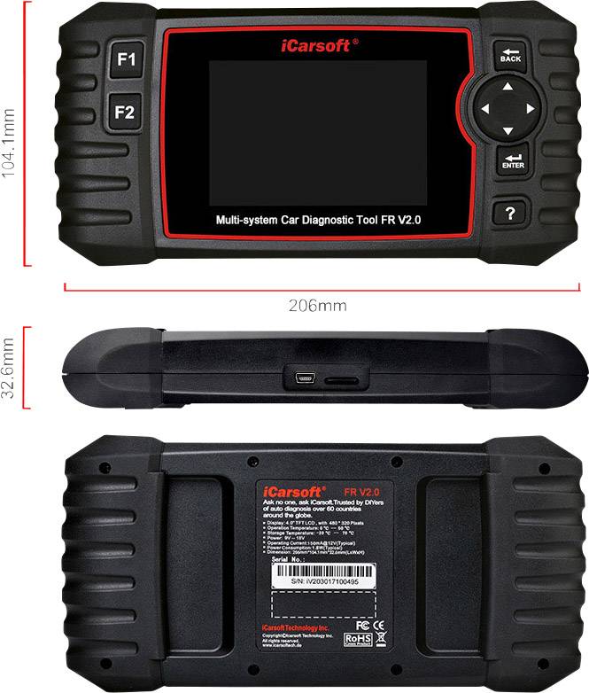 Icarsoft FR V2.0 OBD II Diagnosetool icfrv2 Passend für (Auto-Marke): Universal uneingeschränkt