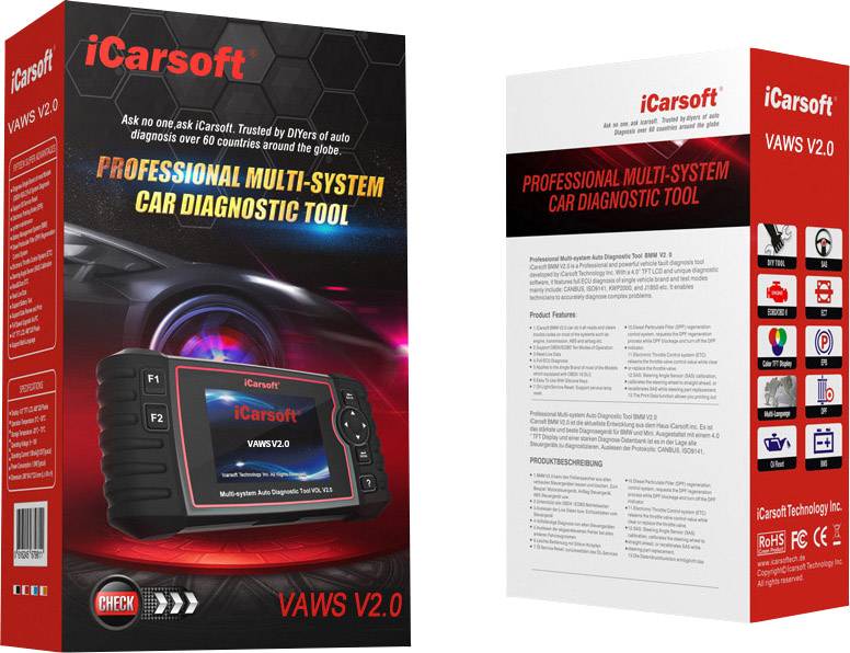 Icarsoft VAWS V2.0 OBD II Diagnosetool icvaw2 Passend für (Auto-Marke): Universal uneingeschränkt