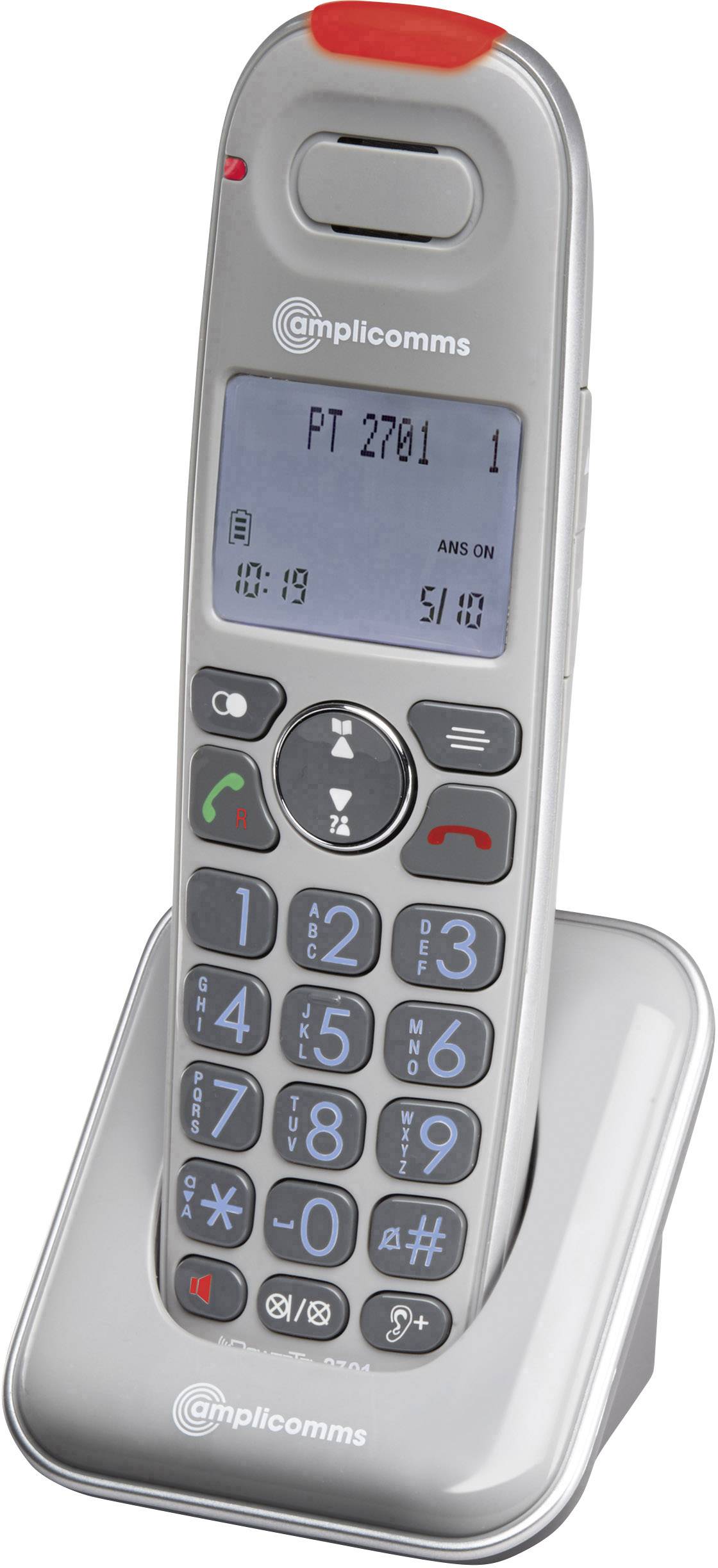 Amplicomms PowerTel 2701 Schnurloses Seniorentelefon LC-Display Grau